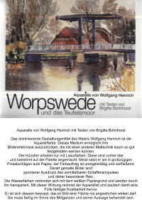 Aquarelle von Wolfgang Heinrich mit Texten von Brigitte Bohnhorst  Das dominierende Gestaltungsmittel des Malers Wolfgang Heinrich ist die Aquarellfarbe. Dieses Medium ermöglicht ihm Bildererlebnisse auszudrücken, die mit einer anderen Maltechnik kaum so gut festgehalten werden können. Der Künstler arbeitet nur mit Lasurfarben. Diese sind vorher klar und bestimmt auf der Palette angemischt. Meist setzt er sie in großzügigen Pinselschlägen aufs Papier, der Farbauftrag ist unregelmäßig und verfließend. Derart gemalte Bilder sind spontaner Ausdruck des unmittelbaren Schaffensimpulses und daher besonderer Reiz. Die Wasserfarben verbinden sich mit dem weißen Papiergrund und werden durch ihn transparent. Mit dieser Wirkung rechnet der Aquarellist und zaubert damit eine Fülle farbiger Kostbarkeit hervor. Er ist sich dessen bewusst, das im Bild eine Fläche nie angestrichen wirken darf. Sie muss farbig im Sinne des Bildganzen und seiner Aussage behandelt sein.